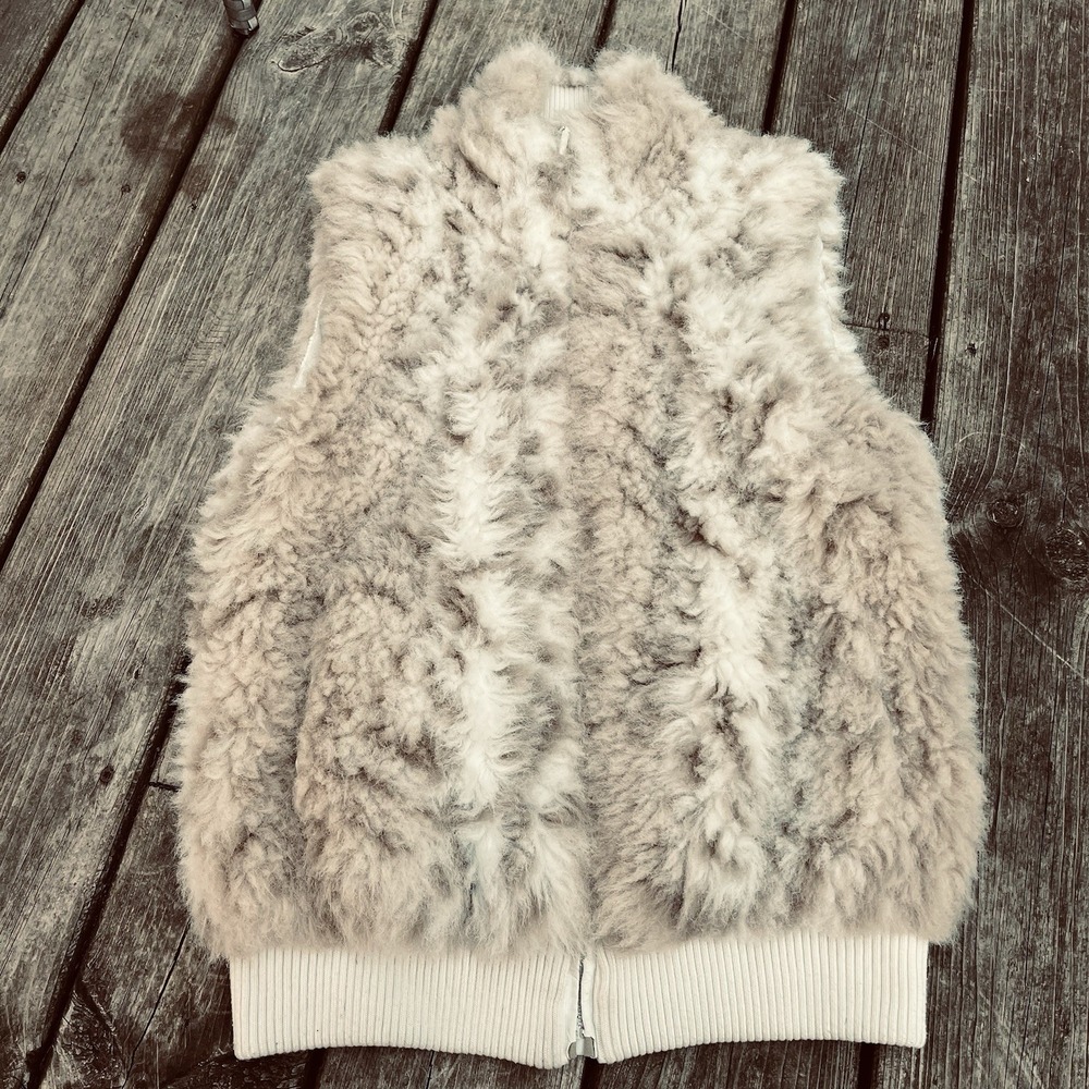 Coldwater Creek Womens Faux‎ Fur Ivory Cream Brown Vest Size Small 8